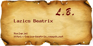 Lazics Beatrix névjegykártya